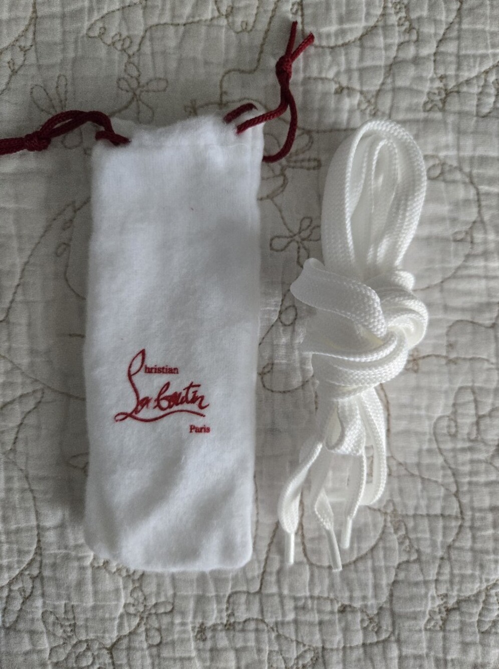 Authentic Christian Louboutin White Replacement Shoe Laces & Mini Dust Bag